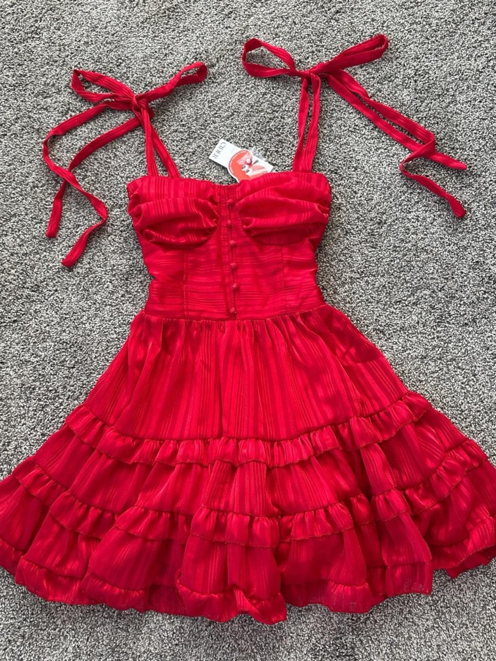 Cider Red Ruffled Tie-Shoulder Girls' Dress